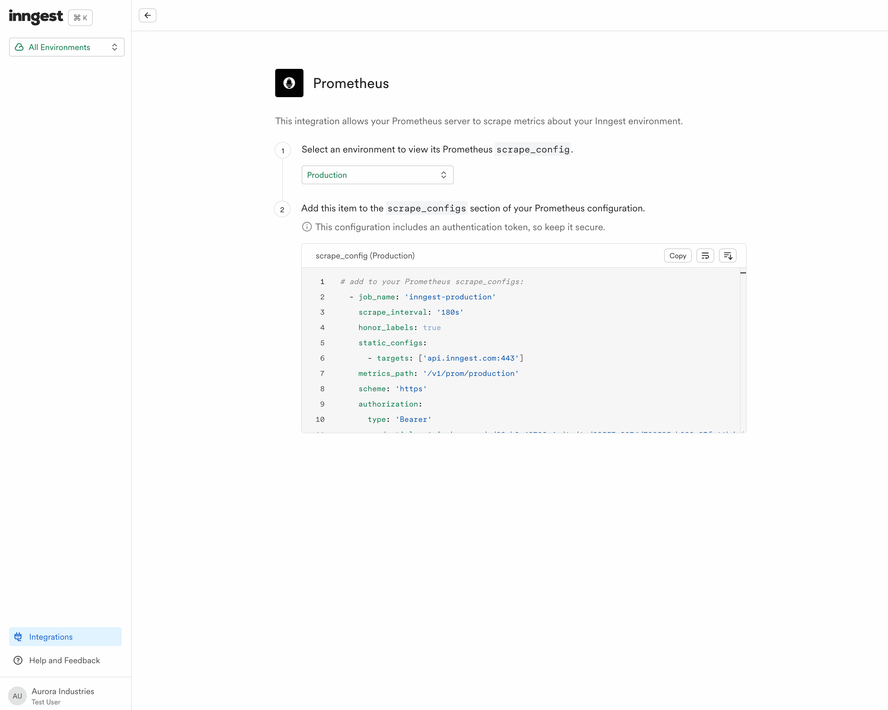 Prometheus integration page